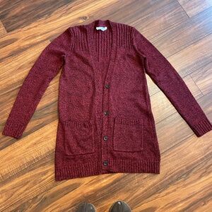 SHADE cotton wool red black long cardigan XS